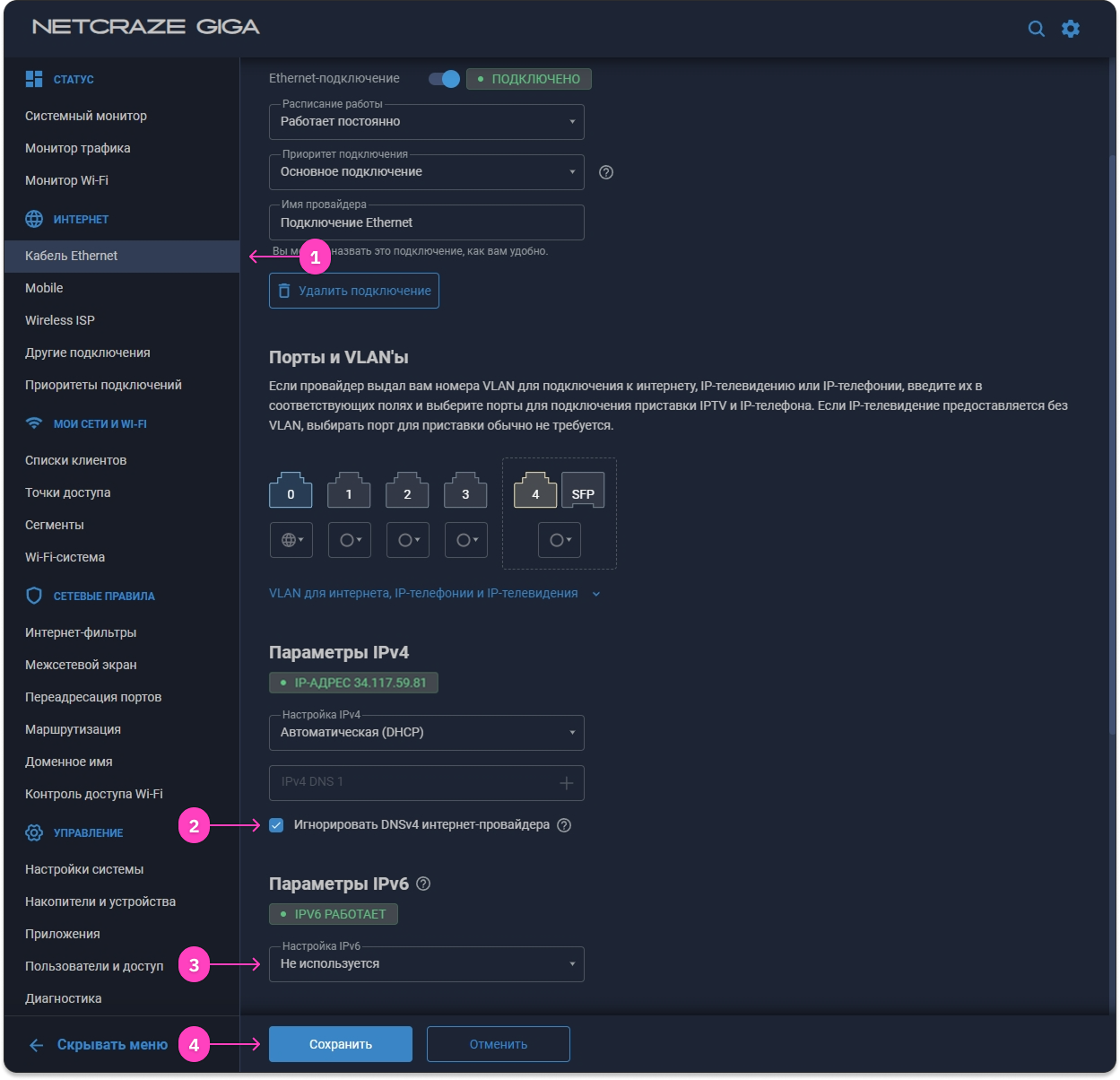 Настройки DNS и IPv6